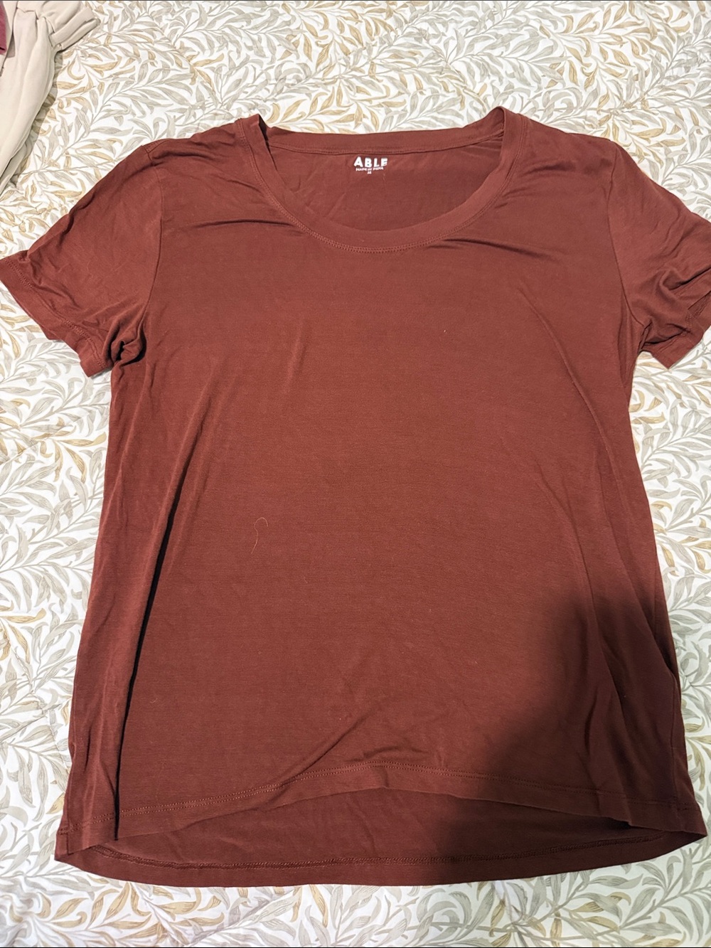 ABLE Women's Short Sleeve Crewneck Tee in Burnt Sienna